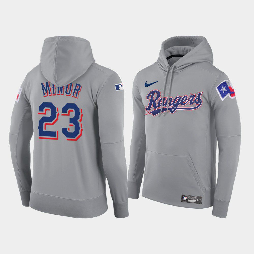 Men Texas Rangers #23 Minor gray road hoodie 2021 MLB Nike Jerseys->texas rangers->MLB Jersey
